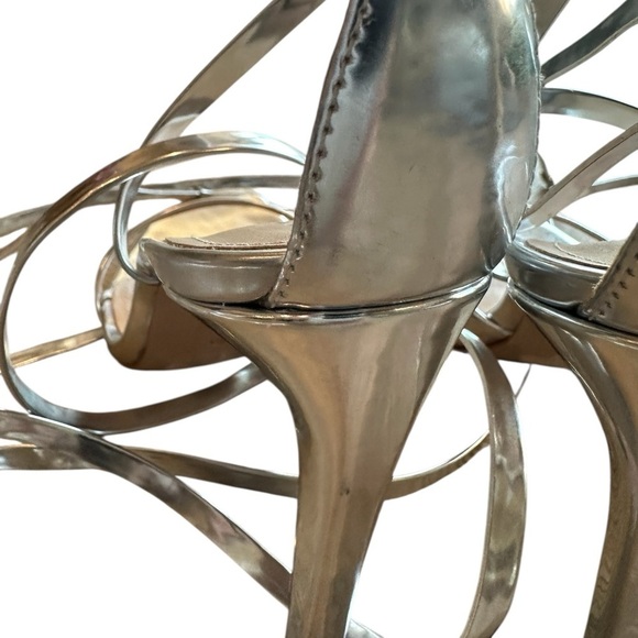 NEW Schutz Bryce Specchio Ankle Wrap Heel in Metallic Silver - Size 9.5B - Picture 8 of 13